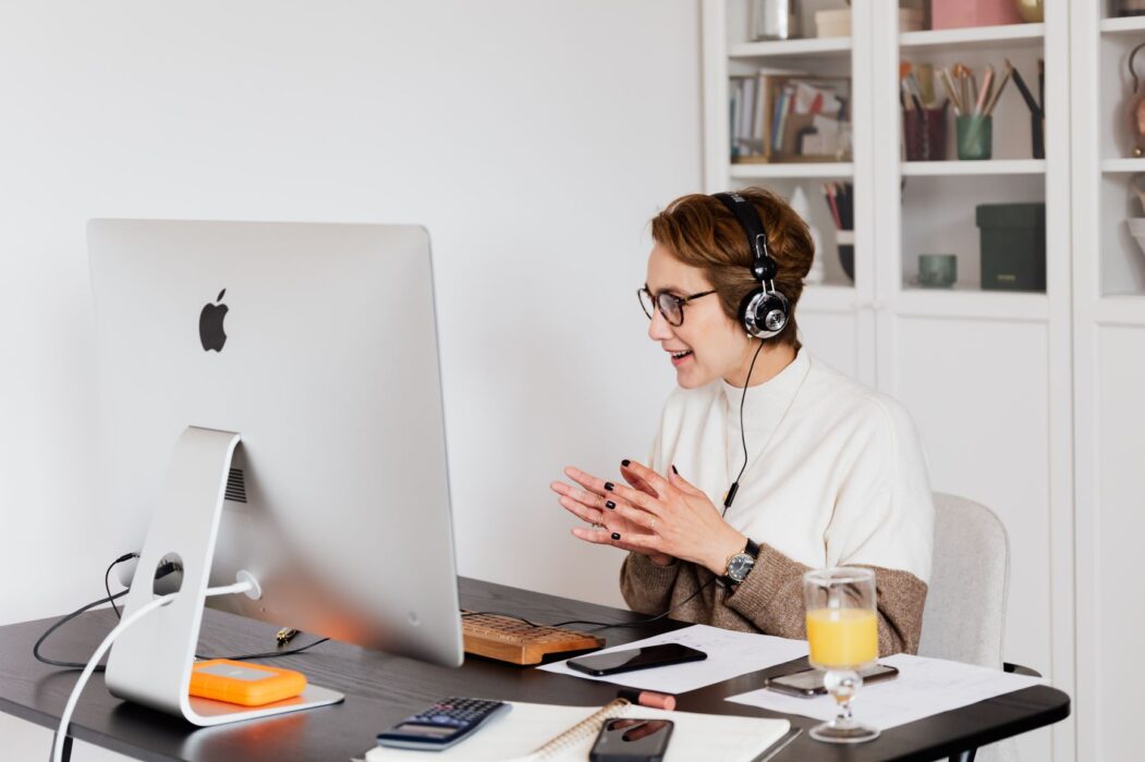 woman working in home office
